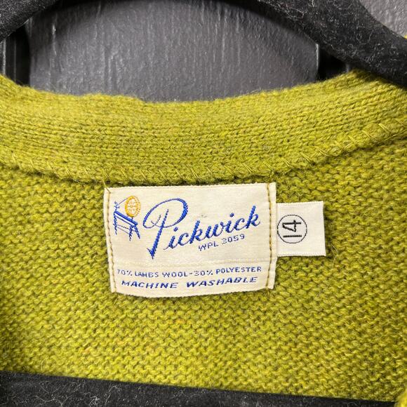 Vintage Pickwick Lambswool Blend Button Front Green Cardigan - Picture 2 of 7